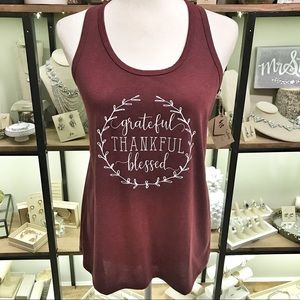 Grateful Thankful Blessed racerback yogi tank